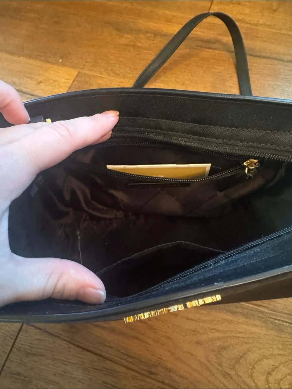 Michael Kors Black Leather Crossbody with Gold Hardware